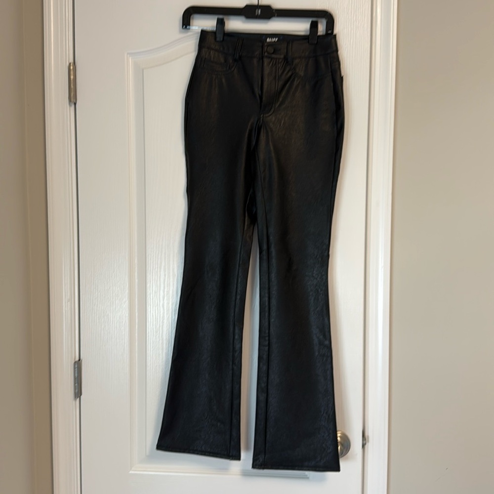 PAIGE size 23 black faux leather jeans